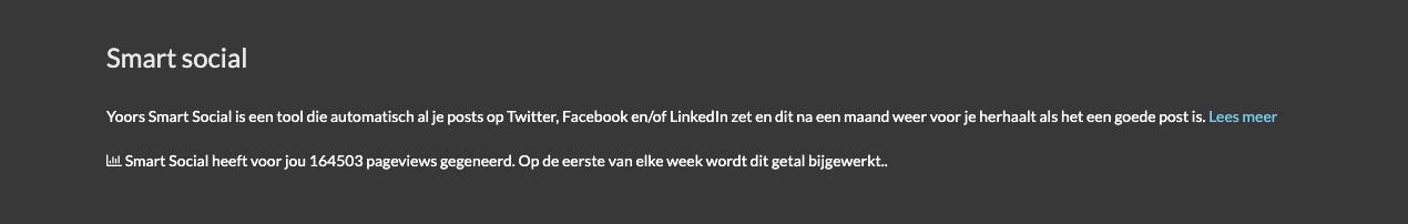 <a class="removable-mention" data-mentionid="1" href="/useroverview/1/Henkjan%20de%20Krijger">@Henkjan de Krijger</a> Daarna kun je automatisch laten posten op 4 netwerken of een netwerk(en) naar keuze.  Het heeft mij al meer dan 160.000 views opgeleverd..