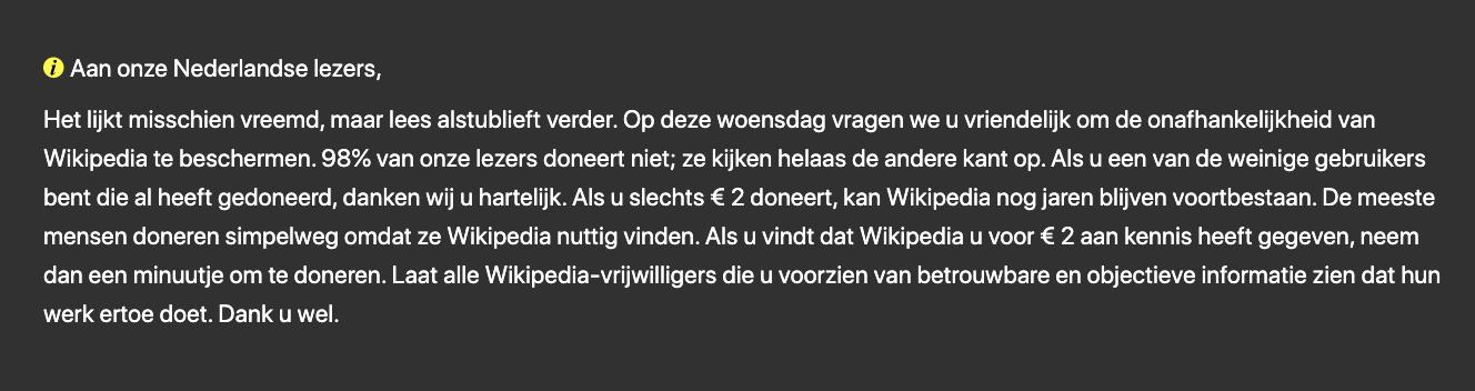 98% van onze lezers doneert niet. Ze kijken helaas de andere kant op. 