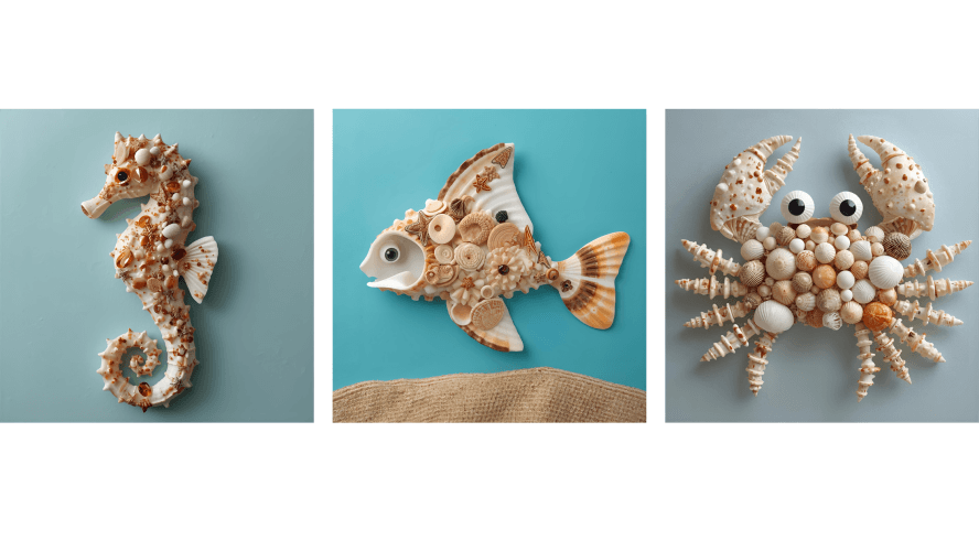 DIY Seashell Crafts: Seahorse, Fish & Crab Animal Ideas