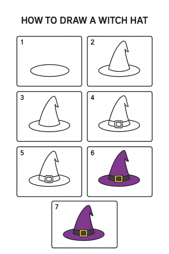 🧙‍♀️ How to Draw a Witch Hat (Step-by-Step Tutorial for Beginners)