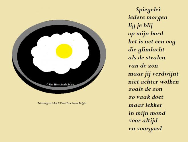 Ik heb er ook één bedacht
Spiegelbeeld Willeke Alberti
Spiegelei