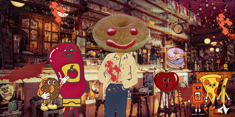 Ketchup en Donut in een bar