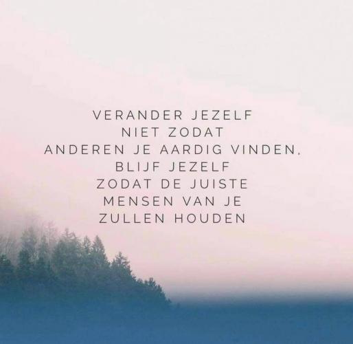Verander je zelf niet om aardig gevonden te worden..... want dan ben je juist niet meer jezelf... dan probeer je juist een ander te zijn.....