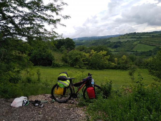 At dinner a cherry. On the road to Beograd.