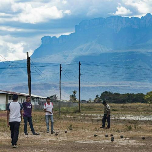 Would you like to enjoy a football match with that landscape in the background?