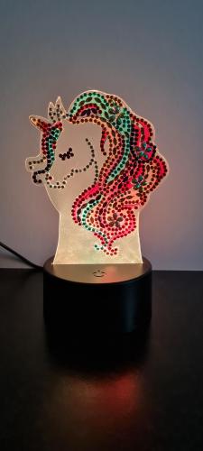 Diamond painting unicorn lampje