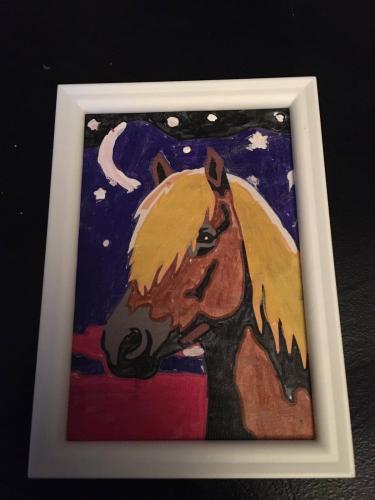 Glow in de dark paarden schilderijtje