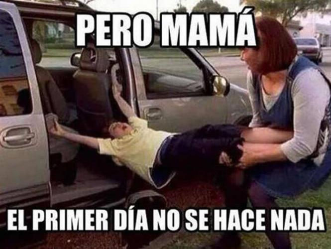 Mi hermano al ir al colegio 