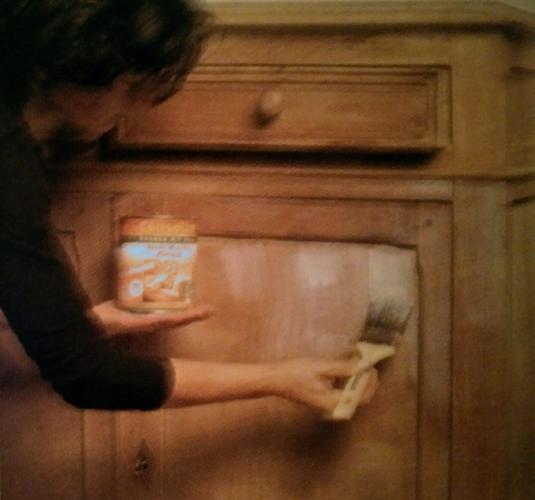 How do you refurbish an old wooden cabinet?