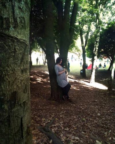 Restauración de fotografía tomada durante mi octavo mes de gestacion