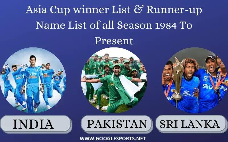 Asia Cup Winners List From 1984 To Present