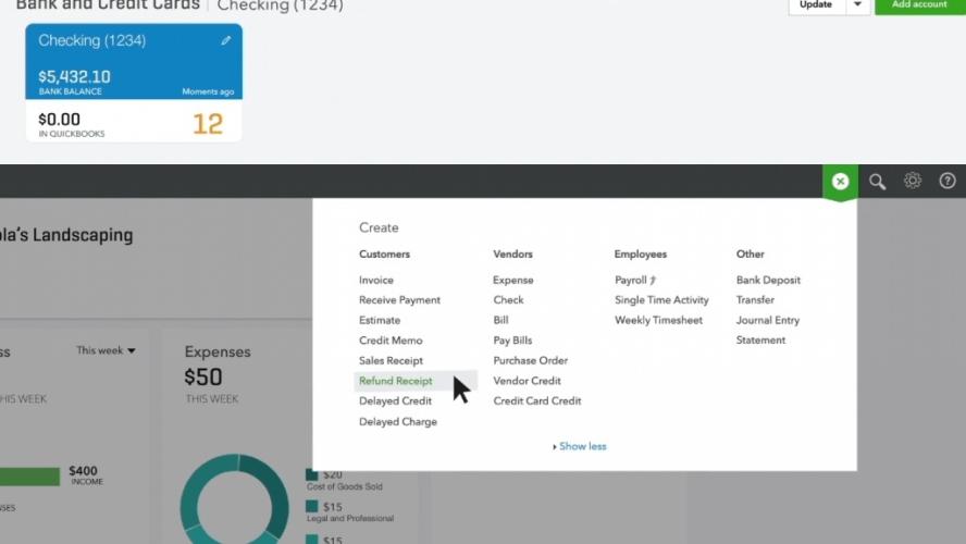 Methods to create a refund receipt in QuickBooks