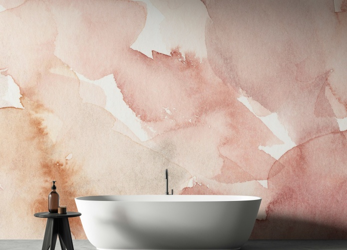 Tender Pink Watercolor Waves Murals