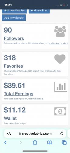 Second payout from Creative Fabrica !