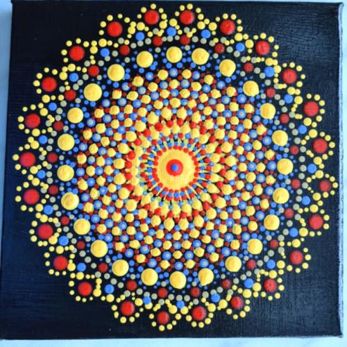 Hermosa Yo también hago dotart. No sé si es un mandala. Pero yo llamo a esto el sol español.