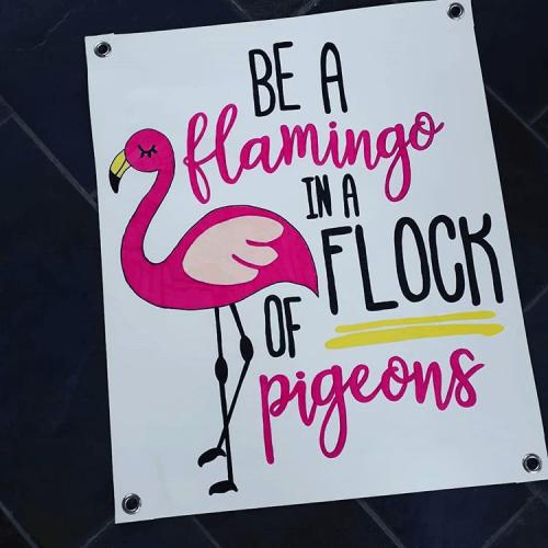 Tuinposter twee Flamingo