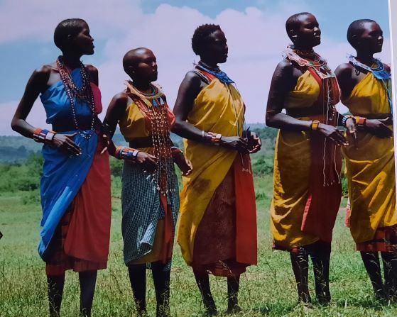 het schilderij is prachtig maar ik zie er helaas geen Masai dame in. Afrikaans absoluut!!