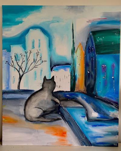 Amsterdam Blue Toned Cat - Art By M.E.