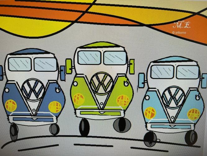 Digital Art  - VW Bussie 