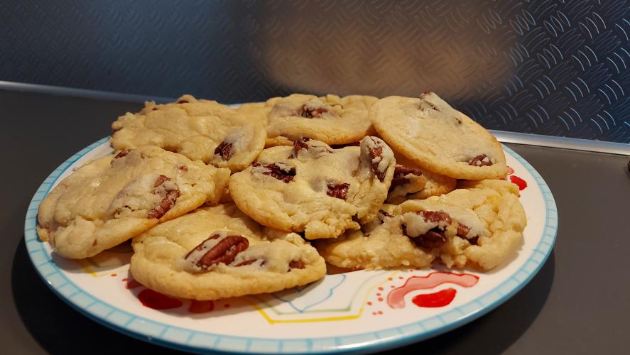 Chewy Pecan en witte chocolade koekjes