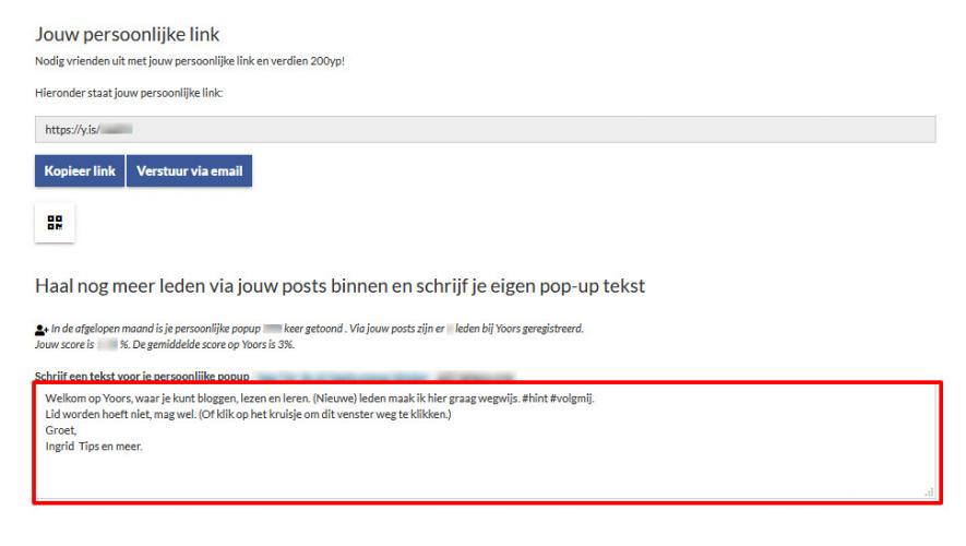 Popup tekst invoeren of aanpassen