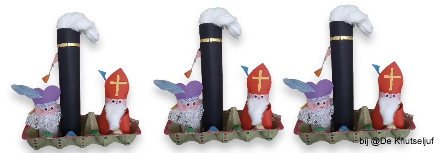 Sinterklaas eierdoos stoomboot knutselen