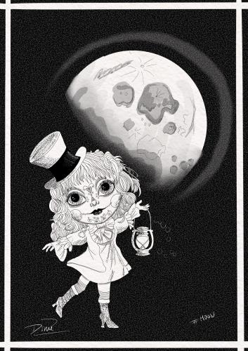 Inktober 2021, dag 18, moon