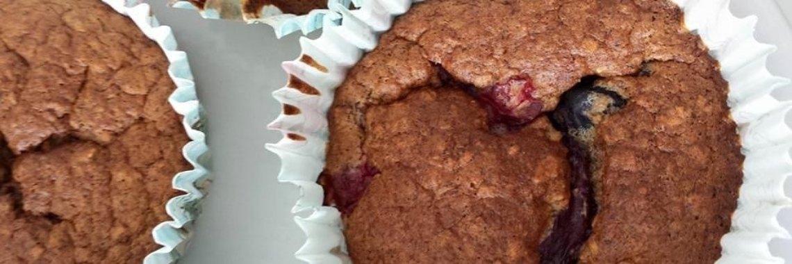  Havermout cupcakes met banaan en blauwe bessen