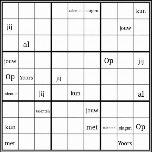 Wie wint de allereerste YOORSudoku