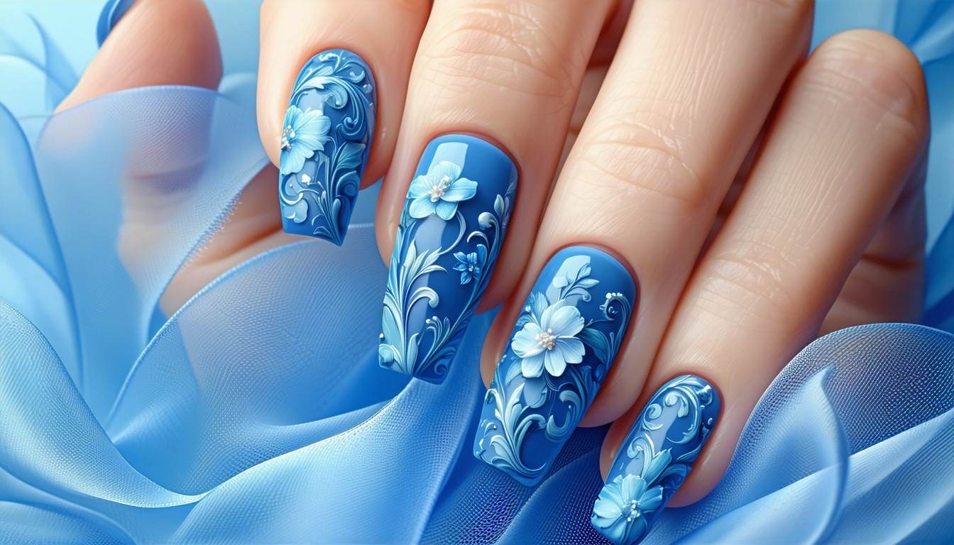 🌸 Rococo Revival Nails: The Aesthetic Blue Square Trend You’ll Love in 2025 | Madeleine