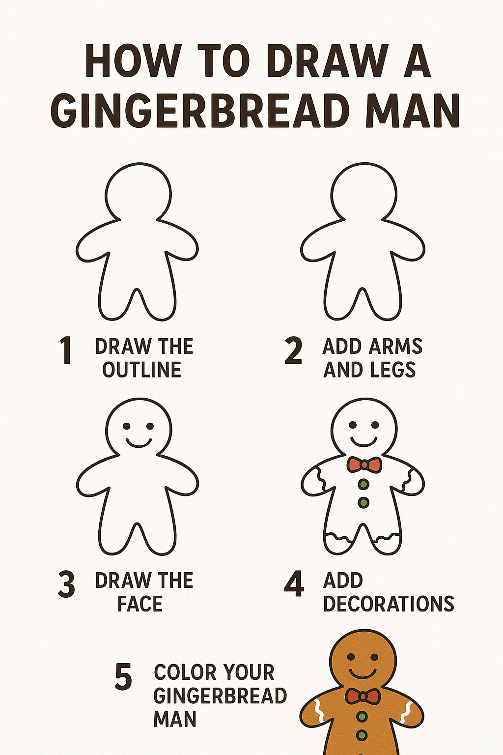 How to Draw a Gingerbread Man: Easy Step-by-Step Guide | Madeleine