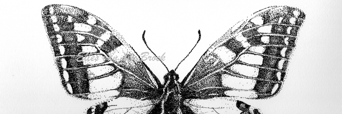 Pointillisme 3 - Vlinder met alleen maar puntjes - Inktart | Elles Creative Blogger
