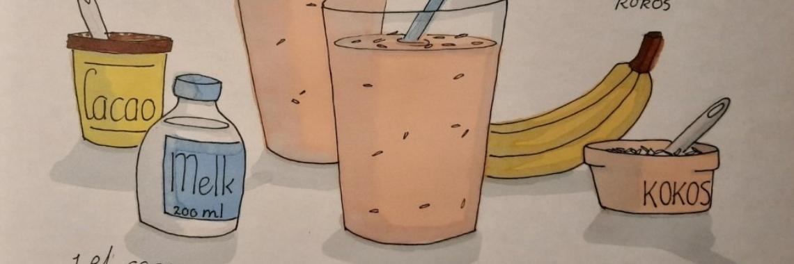 Shake with banana, cocoa and coconut - recipe | Elles Creative Blogger