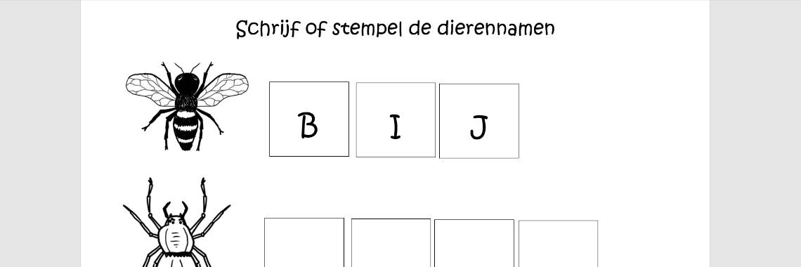 Spelling onderbouw en middenbouw - dierennamen | ellesvandenbroek