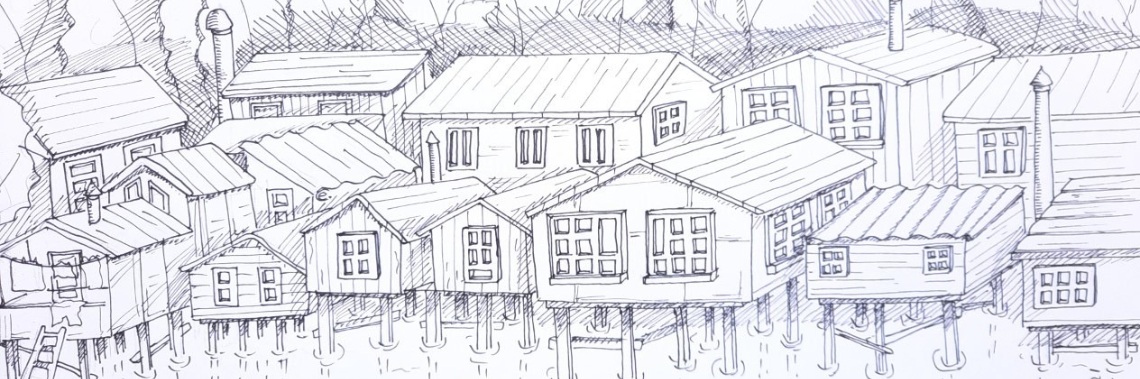 Venezuela - Palafitos - Yoors World trip 2021 - Ink Drawing | Elles Creative Blogger