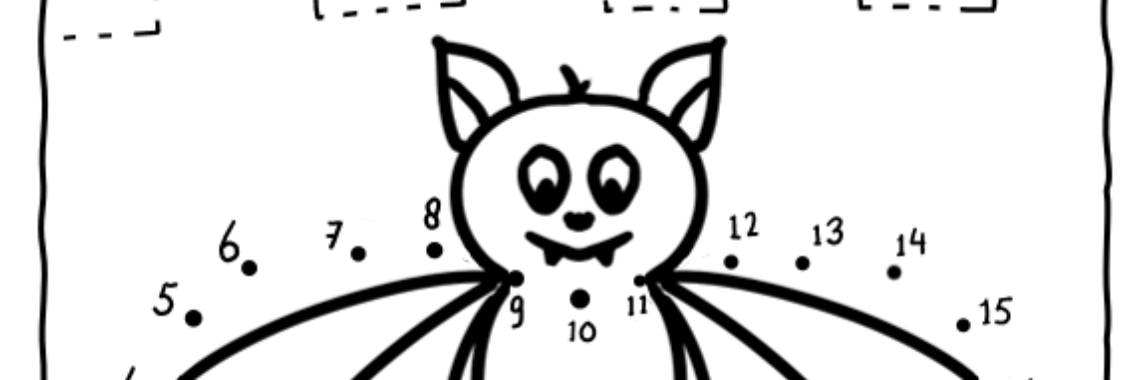Writing exercise and point to point number drawing Bat - Halloween for the substructure | Elles Creative Blogger