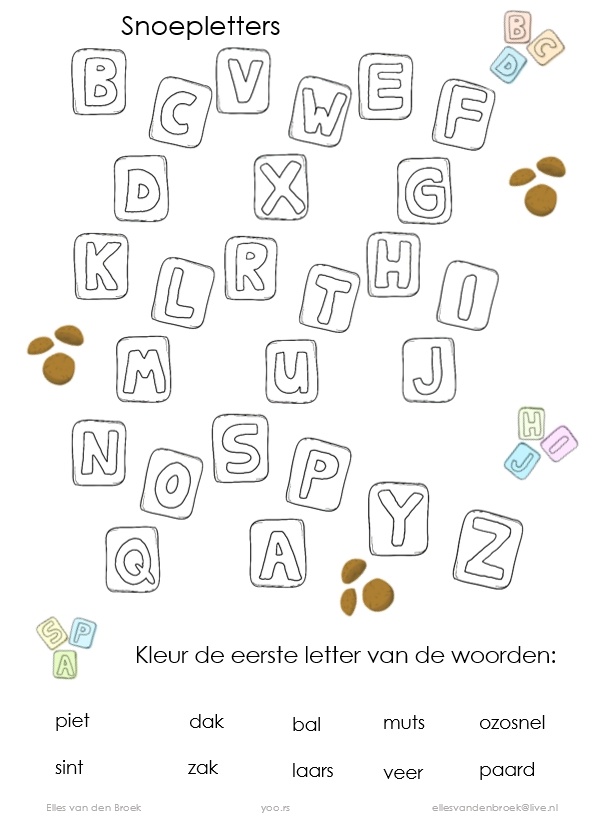 Kleur de eerste (snoep)letter - leesonderwijs onderbouw - sinterklaas ...