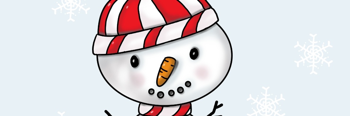 Sneeuwpop 'sticker' - Eerste illustratie voor Winter  / Kerst | Elles Creative Blogger