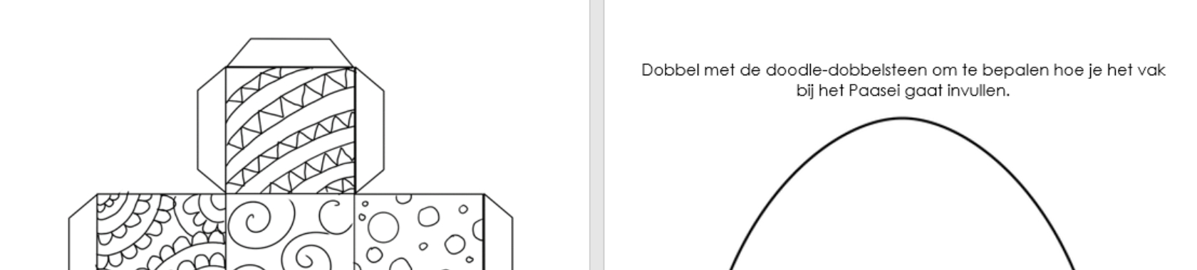 Doodle - dobbelsteen Paasei - Tekenopdracht middenbouw en onderbouw | Elles Creative Blogger