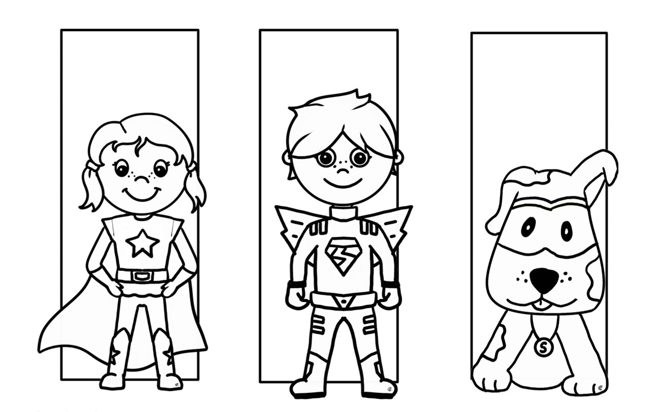 Superhero Adult Coloring Doodle Bookmark, Printable Instant Download Bookmark  Comic Book Gift for Him 