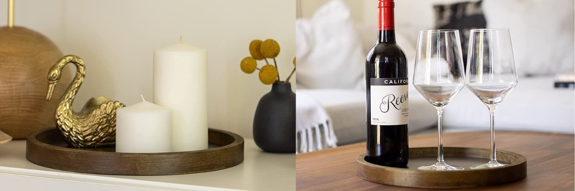 Stonebriar Rustic Natural Wood and Metal Candle Holder Tray | Nahidul Bd