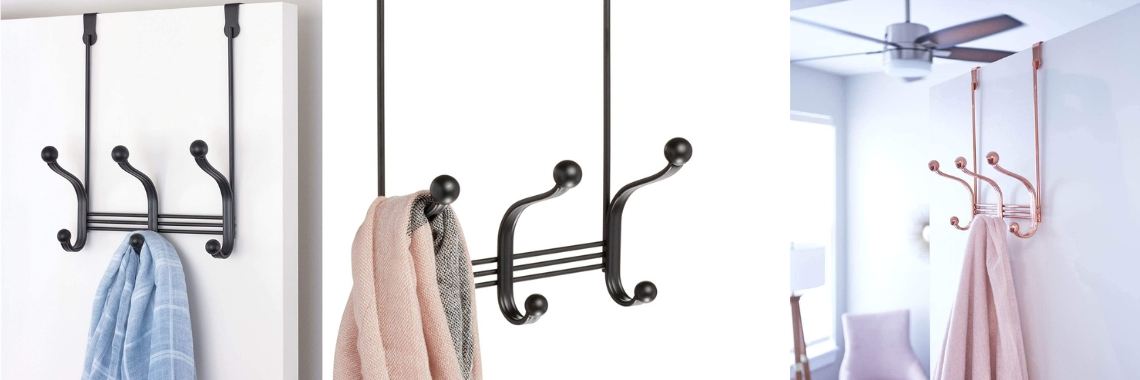 iDesign 53092 York Metal Over the Door Organizer, 3-Hook Rack  | Nahidul Bd