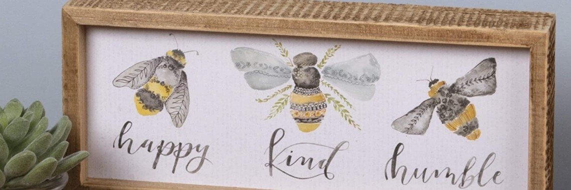 Primitives by Kathy 101758 Inset Box Sign, Happy, Kind, Humble | Nahidul Bd
