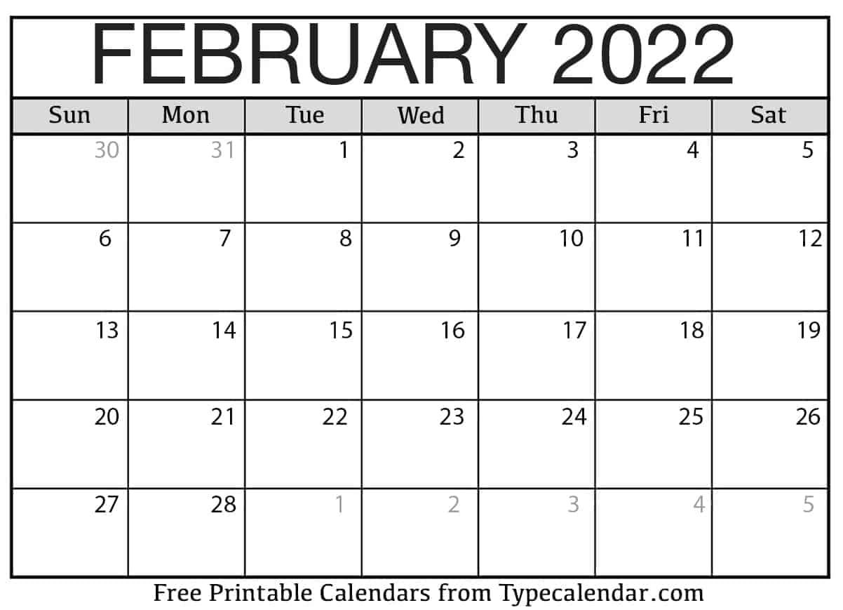 February 2022 Calendar - Yoors