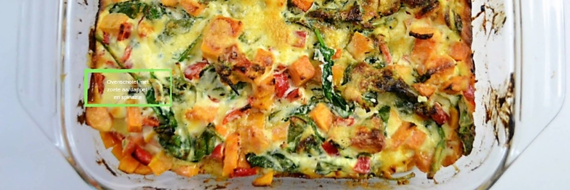 ovenschotel met zoete aardappel en spinazie | ElisabethsMagazine