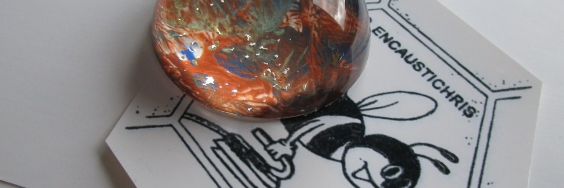 Presse papier met encaustic art, werkjes van de dag 8-7-2019 | Encaustichris