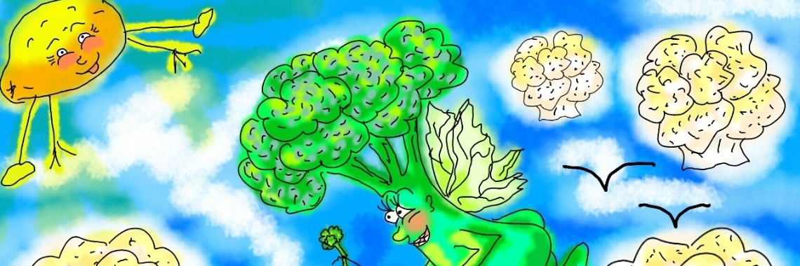 Broccoli Cupido (illustratie, kleurplaat om in te kleuren en te geven op 14 februari) | I love to draw