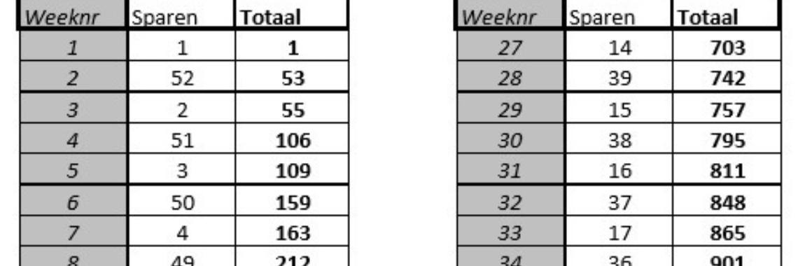 Savings challenge - mijn spaarschema | Sylvia