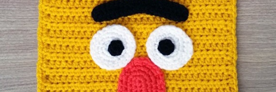 GRATIS Haakpatroon - Sesamstraat slabbetje Bert | Tante Koek