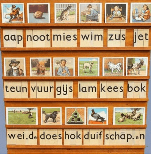 Aap Noot Mies, het beroemde leesplankje | Hans